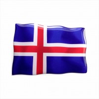 75 x 50 mm Embossed polymer sticker with Icelandic flag