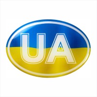 80 x 55 mm UA Iškilus polimerinis lipdukas Ukrainos vėliava