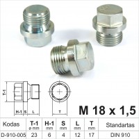 M18 x 1.5 Oil drain plug, oil pan, threaded cap DIN 910