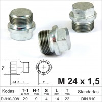 M24 x 1.5 Oil drain plug, oil pan, threaded cap DIN 910