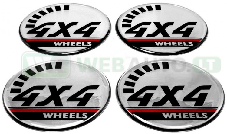 Protruding chrome stickers for rim covers &quot;4 x 4&quot; 4 x 90 mm