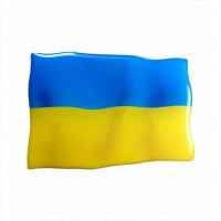 75 x 50 mm Iškilus polimerinis lipdukas Ukrainos vėliava
