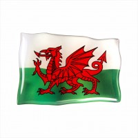 75 x 50 mm Embossed polymer sticker Welsh flag