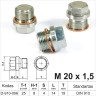 M20 x 1.5 Crankcase oil drain plug with copper gasket, oil plug, threaded cap DIN 910