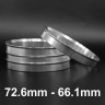 Aliuminiai Centravimo žiedai 72.6mm - 66.1mm