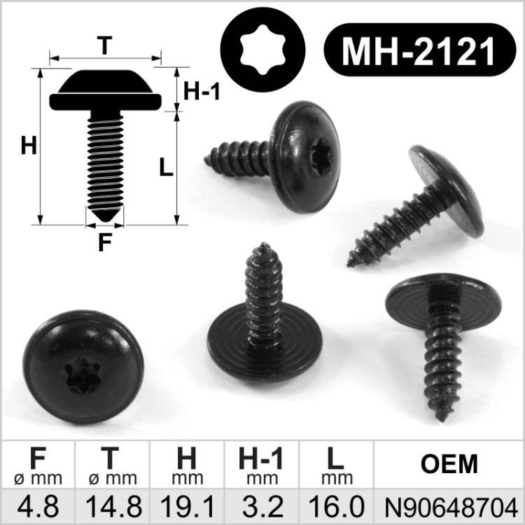 4.8x16mm Savisriegis su Torx šešiakampe vidine (lizdine) galvute automobiliams tinka OEM N90648704
