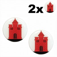 2 pcs. Ø30 mm Number Plate Stickers Gel Domed Decals Badges Panevezys coat of arms