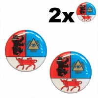 2 pcs. Ø30 mm Number Plate Stickers Gel Domed Decals Badges Siauliai coat of arms