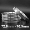 Aliuminiai Centravimo žiedai 72.6mm - 70.5mm