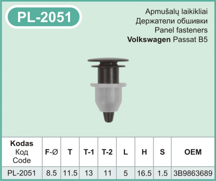 PL-2051 Plastmasiniai laikikliai automobiliams
