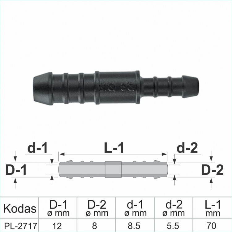 I formos 12 mm 8 mm vamzdelių sujungimai plastmasiniai