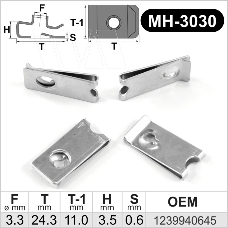 Ø3.3mm Metalinis laikiklis Sąvarža savisriegio spaustukas, kištukas automobiliams tinka OEM 1239940645