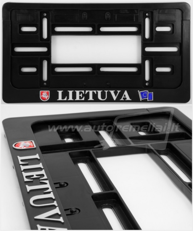Numerio rėmelis reljefinis su užrašu "LIETUVA" su Lietuvos herbu Vytis ir ES vėliava, 300x150 mm numeriams