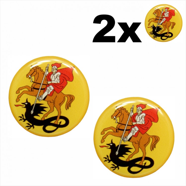 2 pcs. Ø30 mm Number Plate Stickers Gel Domed Decals Badges Marijampole coat of arms