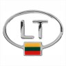 125 x 95 mm Iškilus polimerinis lipdukas "LT" su Lietuvos vėliava 3D veidrodinis chromas