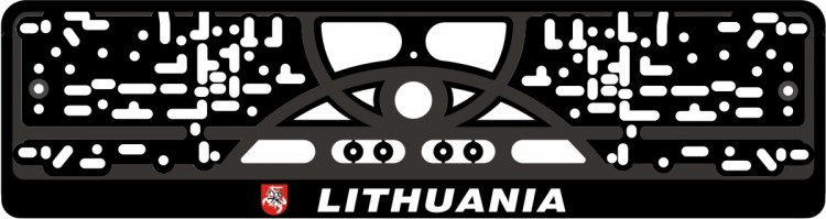 Valstybinio numerio rėmelis LITHUANIA šilkografinis užrašas balta spalva