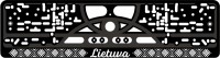 Valstybinio numerio rėmelis Lietuva šilkografinis užrašas baltos spalvos su tautine juosta 