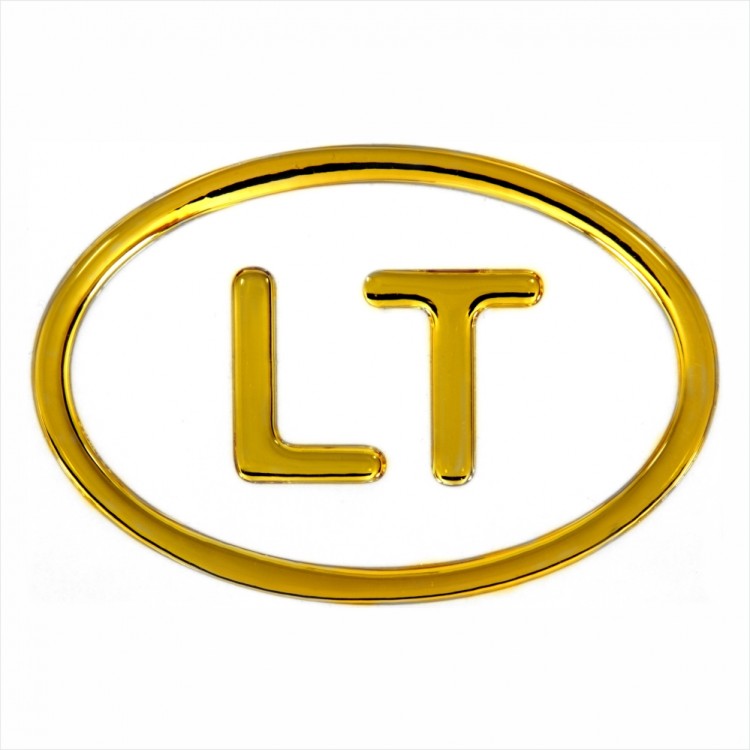 125 x 85 mm Protruding polymer sticker "LT" 3D mirror gold