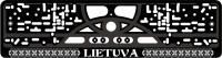Valstybinio numerio rėmelis Lietuva šilkografinis užrašas baltos spalvos su tautiniais raštais, juosta