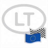 125 x 110 mm Iškilus polimerinis lipdukas "LT" su Europos sąjungos ES ir finišo vėliava 3D veidrodinis chromas