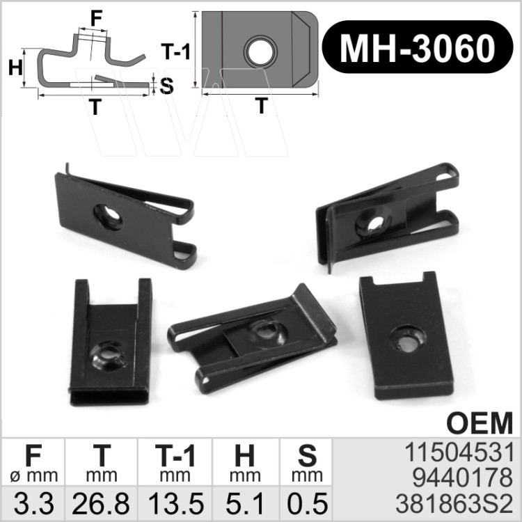 Ø3.3mm Metalinis laikiklis Sąvarža juoda savisriegio spaustukas, kištukas automobiliams tinka OEM 11504531, 9440178, 381863S2