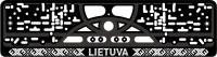 Valstybinio numerio rėmelis Lietuva šilkografinis užrašas baltos spalvos su tautine juosta, tautiniu raštu