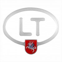 125 x 100 mm Iškilus polimerinis lipdukas "LT" su Lietuvos herbu Vytis 3D šviesą atspindintis