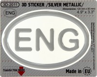 125 x 83 mm ENG England Iškilus polimerinis lipdukas 3D sidabrinis