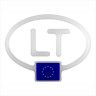125 x 95 mm Iškilus polimerinis lipdukas "LT" su Europos sąjungos ES vėliava 3D šviesą atspindintis