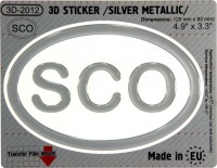 125 x 83 mm SCO Scotland Iškilus polimerinis lipdukas 3D sidabrinis