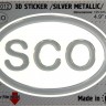 125 x 83 mm SCO Scotland Iškilus polimerinis lipdukas 3D sidabrinis
