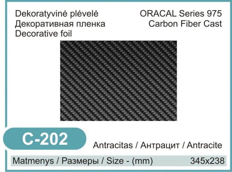 Dekoratyvinė plėvelė ORACAL Series 975 Carbon (238mm x 345mm), Antracito / Antracite